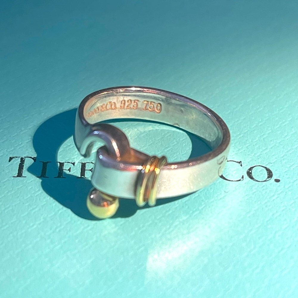 Tiffany & Co. Sterling and 18k Hook and Eye ring